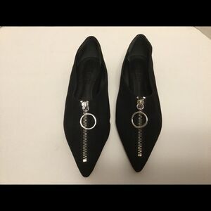 Schutz Louen Suede Black Pointed Zip Up Size 5B